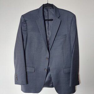 Lauren Ralph Lauren men's wool blazer with a dark blue windowpane pattern 42R